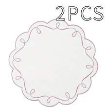 1/4pcs Polygon Pink Asymmetric Embroidered Bow Napkins, Suitable For Valentine's Day, Weddings, Holidays And Daily Use. - Multicolor - View 10