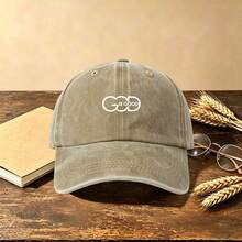 1pc God Is Good Geometric Letter Embroidered Washed Baseball Cap Vintage Distressed Soft Crown Adjustable Casual Sun Hat For Men Women - Multicolor - View 4