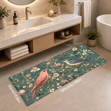 1pc Vintage Floral & Bird Pattern Printed Faux Cashmere Kitchen Mat, Absorbent Kitchen Floor Mat, Kitchen Rug, Long Runner Mat, Sink Front Mat, Suitable For Kitchen, Bathroom, Entryway, Hallway, Laundry Room And Home Decor - Multicolor - View 10