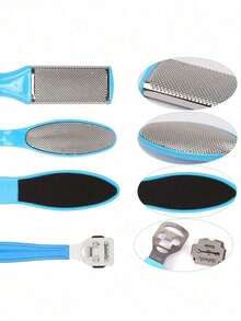 Foot Care Set, Includes Foot Scraper, Dead Skin Remover, Foot File, Pedicure Tools, Stainless Steel Foot Rasp, Foot Cleaning Tools And Nail Clippers, Suitable For Home Pedicure And Salon Foot Spa, Used To Remove Hard Calluses And Cracked Heels - Blue - View 7