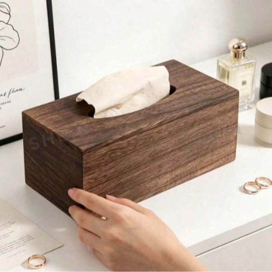 1 hộp đựng khăn giấy hình chữ nhật nắp lật phong cách Bắc Âu tối giản, gỗ óc chó vân gỗ tự nhiên màu trơn, hộp đựng khăn giấy dài cho phòng khách, khe lấy khăn trơn mượt, giá đỡ khăn giấy trang điểm, dùng hàng ngày tại nhà, quà tân gia, quà Giáng Sinh, dùng cho mọi mùa