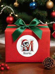 Customizable Personalized Round Christmas Stickers, Customizable Text Christmas Stickers, Available In 1/12/24/36/48/60pcs Set, Suitable For Christmas Gift Box Packaging, Envelope Sealing, Candy Bags, Party Favors And DIY Holiday Decoration - Multicolor - View 6