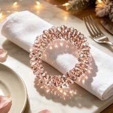 6pcs/1pc Rhinestone Beaded Napkin Rings, Sparkly Crystal Napkin Holder Rings, Elegant Table Decor Accessory For Wedding Banquet, Dinner Party, Holiday, Restaurant Home Table Setting Decoration - Grey - View 6