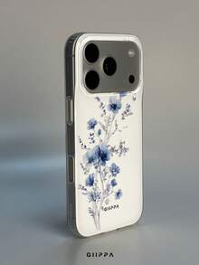 GIIPPA 1pc Blue Floral Pattern Design, Phone 17 Pro Max Phone Case, Compatible With Phone 16 Pro Max, 15 Pro Max, 14 Pro Max, Korean-Style High-End Fashionable And Fun Phone Case, Suitable For 11/12/13/14/15/16 Pro Max Plus, Elegant Design For Men And Women, Perfect Gift For Girlfriend On Christmas, Valentine's Day, Easter, Wedding Season And Birthday! - Multicolor - View 2