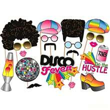 20pcs Disco Photo Booth Props, Suitable For 70s Disco Party Decor - Disco Theme Party Decorations, Retro Photo Props, Perfect For Disco Fever Parties, Birthday Parties - View 6