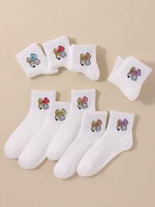 5/10/20 Pasang Kaos Kaki Bayi Acak Motif Pensil dan Pita, Kaos Kaki Bergaris Warna-warni untuk Anak-anak Halloween, Cocok untuk Anak Perempuan Pemakaian Sehari-hari di Musim Gugur dan Musim Dingin - MultiWarna - View 2