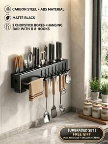 Wall-Mounted Knife Rack Convenient Storage Suitable For Home Use - Black - View 6