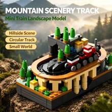 Mountain Train Building Blocks Set, Circular Track Mini Scenery Model, Fun Desktop Display, Collectible Gift For Birthday, Halloween, Christmas, Thanksgiving For Adult Hobby Collectors - Multicolor - View 7
