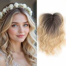 14 Inch European And American Synthetic Hair Topper With Bangs, Scalp Coverage Hairpiece, Water Topper Hair Clip Hair Accessory - Black - View 10