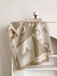 1pc Faux Cashmere Elegant High-End Carriage Pattern Jacquard Warm Scarf For Women, Air-Conditioned Room Blanket, Autumn/Winter Outdoor Travel Cold Protection Neck Warmer, Soft Decorative Scarf Shawl Dual-Use, Suitable For Daily Matching, First Choice For Gift - Camel - View 2