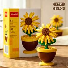 Mini Flower Pot Building Block Set - Rose, Sunflower, Succulent And Bell Flower Vase Construction Toy, ABS Micro Building Blocks Plant Theme Desktop Decoration, Valentine's Day, Mother's Day, Birthday And Christmas Gift - Multicolor - View 10