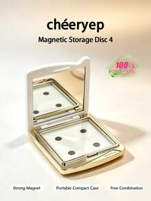 chéeryep 4-Grid Magnetic Makeup Palette, DIY Empty Magnetic Color Palette, Replaceable 4-Grid Storage Box - Magnetic Storage Disc 4 - View 2