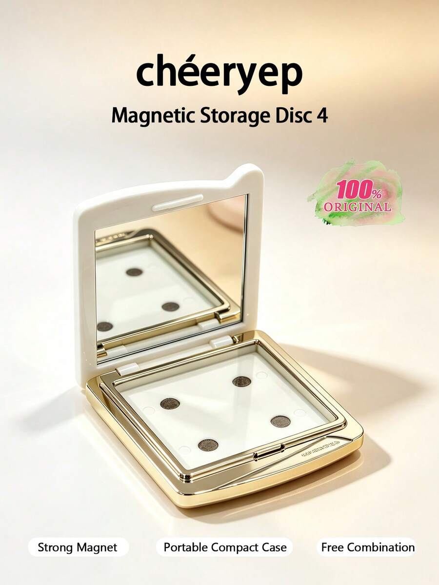 chéeryep 4-Grid Magnetic Makeup Palette, DIY Empty Magnetic Color Palette, Replaceable 4-Grid Storage Box