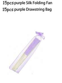 30/20/15/10/5/2pcs&1PC Wedding Party Silk Hand Fan, Bride Handheld Folding Fan, Bamboo Handheld Folding Fan, Suitable For Bridal Shower, Bridesmaid Gift, Party Decoration - Light Purple With Gauze Bag - View 14