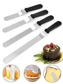 Stainless Steel Cake Scraper Set, Cream Smoothing Tool, Cake Scraper, Suitable For Baking, Pastry, Bread And Dessert Decoration, Cake Making Cream Spreading Tool, Kitchen Baking Accessories, Suitable For Home, Cake Shop, Party, Gift - Multicolor - View 1