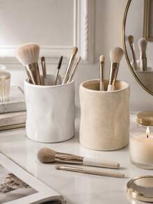 Modern Asymmetrical Wavy Pattern Bathroom Storage Cup, Multi-Functional Toothbrush And Toothpaste Holder, Decorative Countertop Organizer Rack, Suitable For Bathroom Vanity, Sink, Home Decor - Corrugated Cylinder - View 4