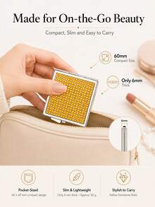 1pc Square Rhinestone Double-Sided Folding Makeup Mirror, 60mm Mini Portable Travel Mirror, 1X High Definition Mirror With Silver Metal Frame, Compact Touch-Up Mirror, Comes With Organza Bag, White Packaging Box And Thank You Card, Exquisite Gift Suitable For Daily Carry - Multicolor - View 5