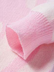 1pc Cute Casual Long Sleeve Color Block Pattern Pullover Sweater For Baby Girls, Spring/Autumn - Pink - View 10