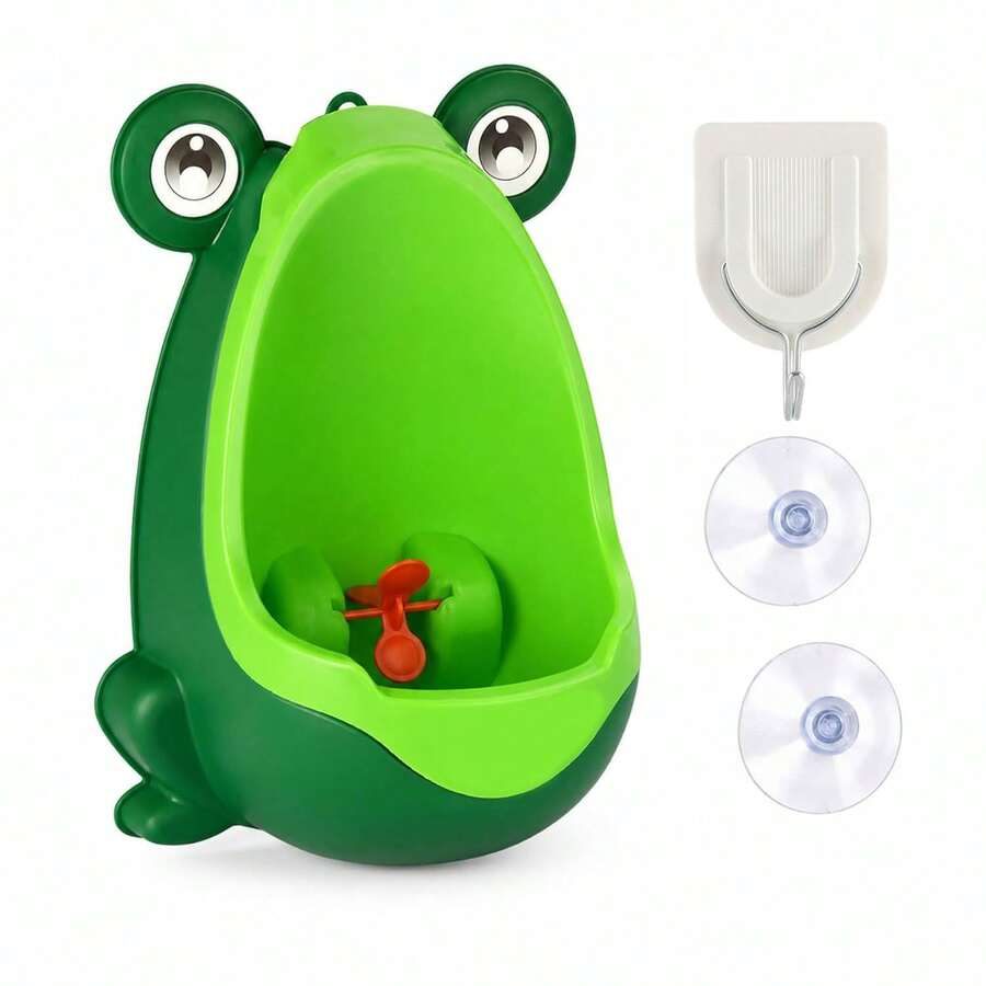Urinal Latihan Buang Air Kecil Bentuk Katak untuk Balita Laki-laki, dengan Target Berputar, Dipasang di Dinding dengan Pengait, Aneka Warna - MultiWarna - View 1