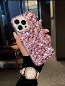 17 Pro Max Phone Case Phone Accessories Summer Luxury Rhinestone Inlaid Phone Case, Compatible With 15, 14, 13, 12 - Pink - View 2