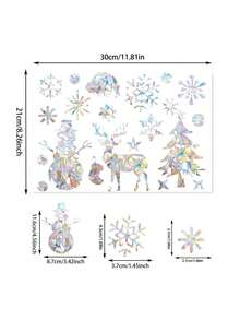 Christmas-Themed Iridescent Static-Cling Window Decal (Reusable); Suitable For Christmas Party Decor, Glass Decorations, Party Favors, Floor-To-Ceiling Window Styling, And Home Decoration To Create A Festive Atmosphere. - Multicolor - View 8