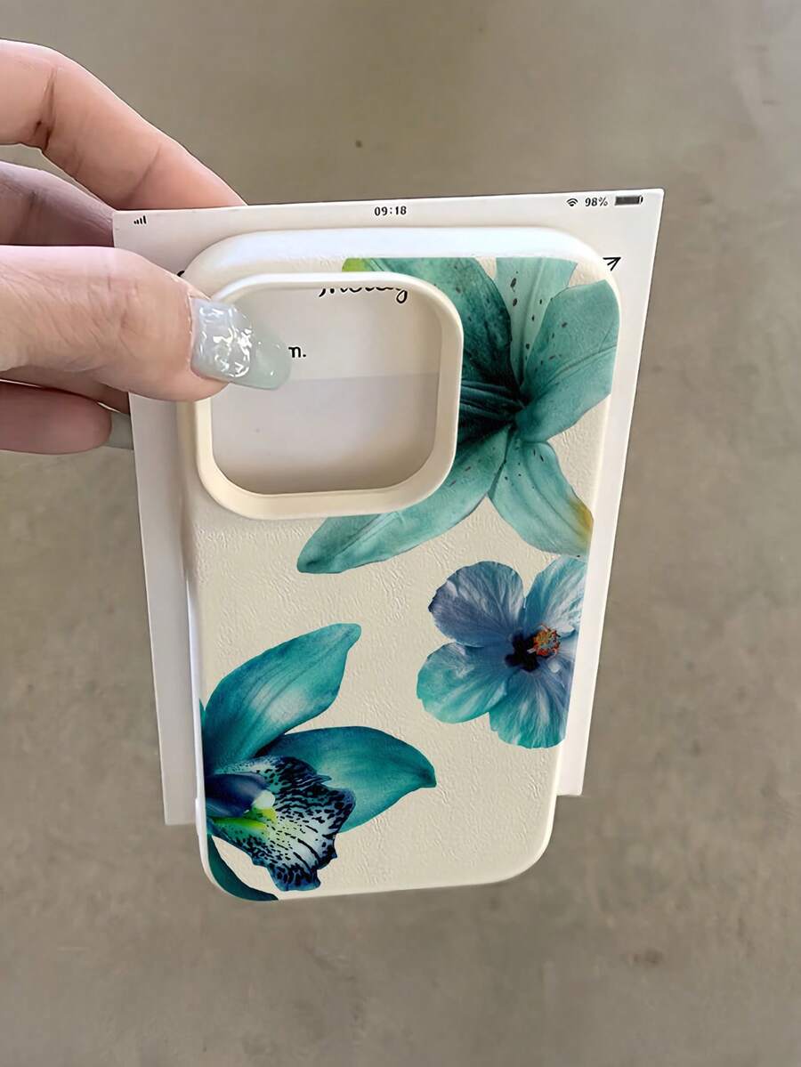1件 白色綠色百合花個性化極簡全包覆 TPU 防震手機殼,適用於 Apple 18 17 16 15 14 13 12 11 Pro Max Air 及系列 - 彩色 - 查看 1