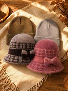 2pcs/Set Solid Color Knitted Brimless Beanie Set, Outdoor Ski Hat With Accessories, Versatile And Easy-Going Basic, Street Dance Hip-Hop Beanie, Highly Elastic To Fit All Head Shapes, Unisex, Valentine's Day Gift, Suitable For All Seasons. - B - View 9
