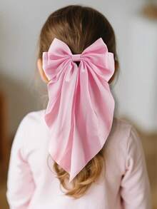 6pcs Kids Girls Colorful Solid Chiffon Large Bow Hair Clips Hair Accessories Head Clips Back Of Head Clips Non-Damaging Hair Side Clips Alligator Hair Clips For Daily Use - Multicolor - View 3