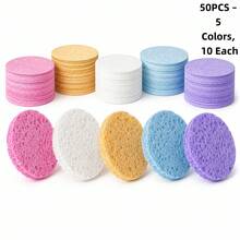 Round Compressed Facial Cleansing Sponges, Soft Face Wash Sponge Pads For Makeup Removal, Gentle Exfoliating & Daily Skincare, Multiple Colors - Multicolor - View 19