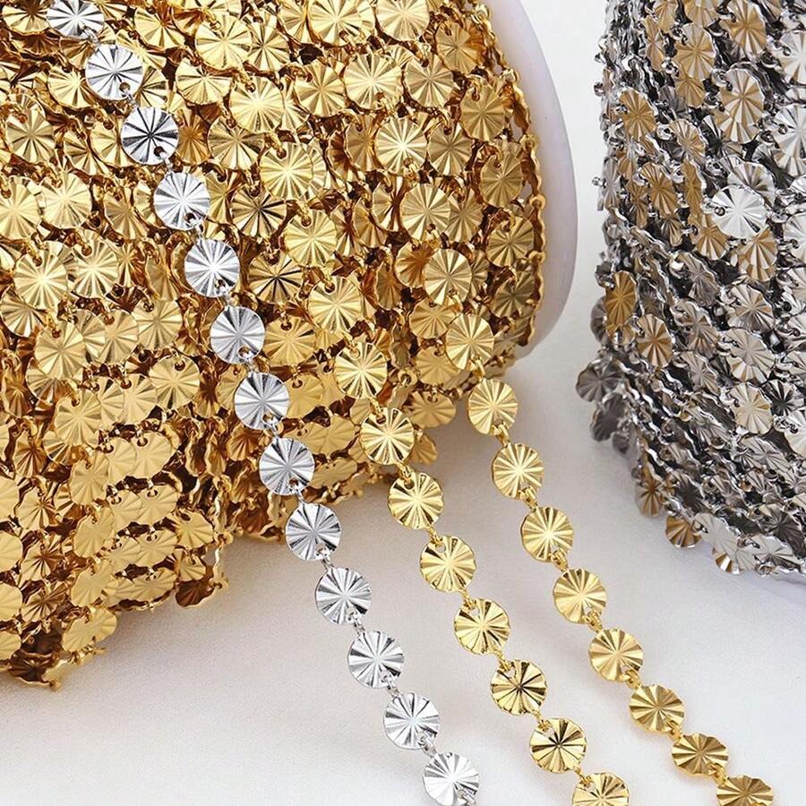 1m Stainless Steel Gold Sunflower Disc Chain For DIY Jewelry Making Necklace Bracelet Accessories - Chain - View 1