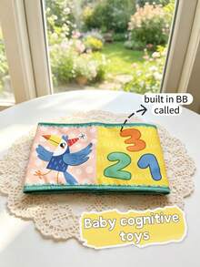 1pc Unisex Baby Fun Cognitive Cloth Book, Built-In BB Sound Number Recognition, Tear-Resistant, Portable Infant Early Education Enlightenment Toy, Suitable As Newborn Gift - Multicolor - View 4