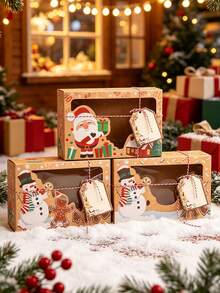 27pcs New Christmas Kraft Paper Window Gingerbread Gift Box, Creative Candy Gift Box, Santa Claus, Snowman And Gingerbread Man Pattern, Suitable For Christmas Birthday Gift Box, Christmas Party Planning, Home Baking Enthusiasts, Holiday Gifts - Multiple Styles - View 4