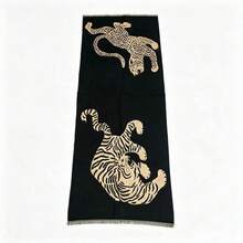 Old Money Style Leopard Print Shawl Cape, Thickened Autumn/Winter Scarf For Women, Elegant And Luxurious Neck Warmer - Multicolor - View 6