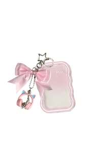 Bow Shaped Cat Ear Headphones With Transparent Wave Edge Card Bag, Star Buckle And Bead Chain, Card Cover, Id Cover, Bag Pendant, Christmas, Halloween,Travel Essential - Multicolor - View 13