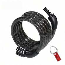 1pc Bicycle Fixed Combination Lock, Anti-Theft Steel Cable Keyless 4-Digit Combination Lock, Universal Cycling Accessory For Mountain Bike And Electric Bike - Multicolor - View 3