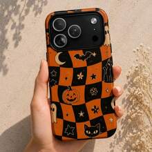 Cute Halloween Ghost Phone Case, Striped Pattern, Hard Shell, Compatible With IPhone 17 16 15 14 Pro Max Plus 13 12 11 - Multicolor - View 3