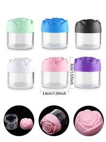 1/12/24/36pcs Plastic Cosmetic Cream Containers Empty Round Transparent Jars With Rose Lid Reusable Empty Cream Jars Mini Cosmetic Containers Suitable For Cream, Lotion Plastic Cosmetic Container Jars Empty Cream Containers Travel Cream Containers 20g - Multicolor - View 7