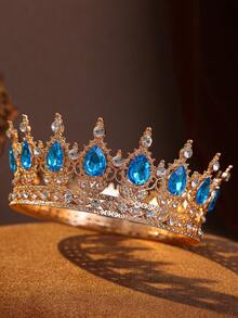 Sparkling Clear Crystal Full Crown, High-Quality Silver Tone Bridal Tiara For Special Occasions - Multicolor - View 10