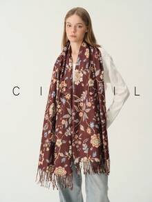 1pc Women's Floral Small Print Elegant Elegant Sweet Fashion Versatile Polyester Scarf For All Seasons Daily Wear - Brown - View 12