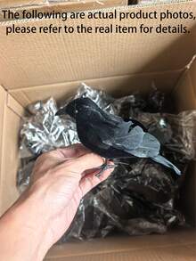 1/3/12pcs Artificial Feather Black Crow Decor, Realistic Simulation Raven Bird Ornament, Halloween Scary Party Prop For Home Garden Scene Decoration - Multiple Colors and Styles - View 12