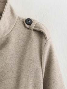 HZXVIC Women's New Autumn High-End Stand Collar Slim Fit Casual Single-Breasted Waist Tie Mid-Length Wool Coat - Khaki - View 6