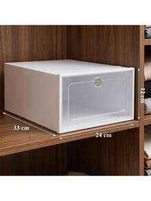 12 Pieces Modular Shoe Storage Organizer With Transparent Front Doors, Stackable Foldable Plastic Boxes 33 * 24 * 12 Cm, White Space Saving Shoe Cabinet With Easy Access Compartments For Closet Wardrobe Hallway And Under Bed - View 6