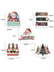 Plaid Christmas Door Hanging Decoration Set, Christmas Tree Sign With Vertical Hanging Rope, Red & Green Buffalo Plaid Door & Wall Decor, Christmas Holiday Home Party Decorations, Multi-Piece Set - Multiple Styles - View 9
