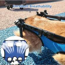 Silla de Ruedas Ajustable para Perros y Gatos, Andadera de Aluminio para Soporte de Patas Traseras, Largo, Ancho y Alto Regulables - Negro - Ver 10