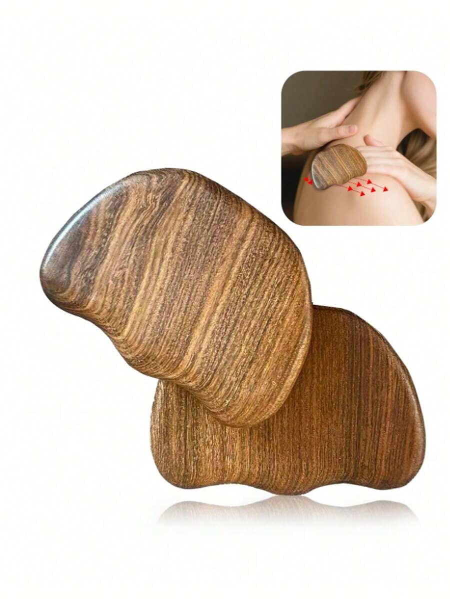 1/3pcs Facial Massage, Beauty Facial Care Tool, Face Massager, Summer Fitness Essential Gua Sha Tool - Full Face Coverage, Deep Tissue Massage, Light Pink Design Helps Improve Blood Circulation; Manual Use, Easily Relax Muscles, Suitable For Post-Workout Use - Black Gold Sandalwood Yuanbao Gua Sha Tool - View 1