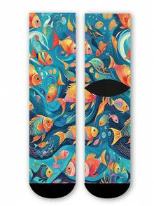 Cool 360° Printed Men's Socks - Streetwear Socks,Tropical Fish Field Guide,Underwater Fish,Colorful,Funny Socks, Fit Daily, Holiday & Party Occasions - Multicolor - View 5