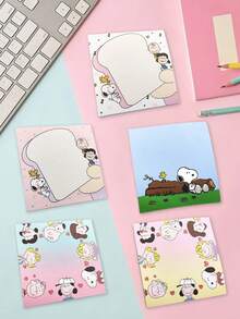 Snoopy Mixed-Style Cartoon Printed Notepad, Cute Border Design Of Notepaper, Daily Office And School-Related Record-Keeping Supplies - Multicolor - View 3