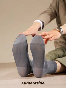 Men Crew Socks | Business & Everyday | Versatile Mid-Calf Socks | Comfortable Nylon Soft, Sweat-Absorbent And Breathable | All-Match Style - Dark Grey - View 4