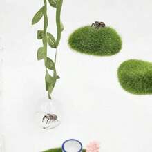 5pcs Jumping Spider Enclosure Accessories Set, 1 Clear Ball Hideout With Green Rope And Artificial Branches, 2 Green Platforms, Pet Spider Cage Hanging Decor Set, Jumping Spider Enclosure Decoration, Suitable For Jumping Spider Accessories And Amphibian Playground, For Climbing, Resting And Exploring - View 5
