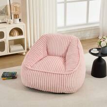 Light Luxury Style Bean Bag/Striped Design Bean Bag/Memory Foam/Versatile Use/Ergonomic Design/No Assembly Required/Suitable For Living Room, Bedroom, Shopping Malls - Pink - View 2